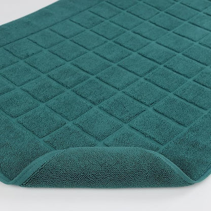 Superior 100% Cotton Bathmat Set, Bath Mats, Bathroom Decor, Shower, Bathtub Essentials, Home Accessories, Small Washable Rug, No Backing, Heavyweight, Nora Collection, Set of 2, 22" x 35", Teal