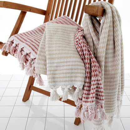 SKL Home Longborough Bath Towel Set-8pc, 100% Turkish Cotton, Tan | 2 Bath towels, 2 hand towels, 4 washcloths. 640-520 GSM weight. Spa-level quality. Soft & absorbent jacquard with tassels.