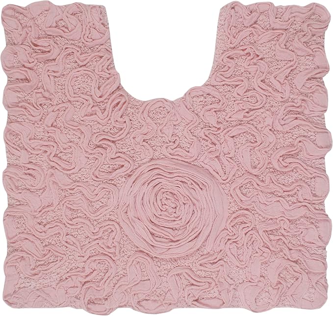 Home Weavers Bell Flower Collection 100% Cotton Tufted Bath Rugs, Extra Soft and Absorbent Bath Rugs, Non-Slip Bath Mats, Machine Washable, Bath Mats for Bathroom Floor and Tub, 20"x20" Contour, Pink