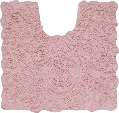 Home Weavers Bell Flower Collection 100% Cotton Tufted Bath Rugs, Extra Soft and Absorbent Bath Rugs, Non-Slip Bath Mats, Machine Washable, Bath Mats for Bathroom Floor and Tub, 20"x20" Contour, Pink