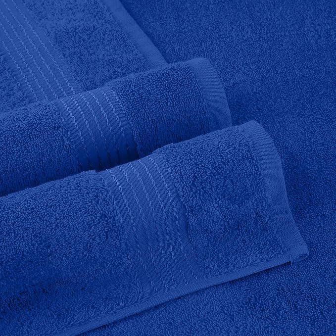 Elegant Comfort Premium Turkish Cotton 4 Pack Hand Towel Set - 16 x 28 inch, Luxurious Hotel Spa Quality 100% Turkish Cotton 4PC Hand Towel Set - Highly Absorbent - Soft Bathroom Towels, Royal Blue