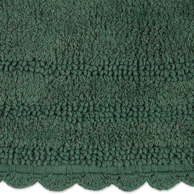 DII Crochet Collection Reversible Bath Mat, Small Oval, 17x24, Dark Green