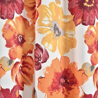 Lush Decor Leah Floral Light Filtering Valance, 52" W x 18" L, Red & Orange - Valances for Windows - Parisian Decor - Farmhouse Kitchen Curtains Valance