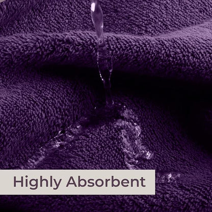 Lavish Home Rio 100% Cotton Towel Set - Eggplant, Medium, 8 Piece | Includes 2 Bath Sheets, 2 Hand Towels, 2 Wash Cloths, 2 Fingertip Sheets, Soft 575 GSM Cotton Set for Shower, Gym, Dorm, Spa