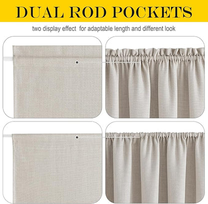 NICETOWN Door Curtains 72 inche Long - Faux Linen French Door Shades for Glass, Thermal Insulated Window Covering for, Sidelight Curtains for Kitchen, 30 inch Wide, Angora, 1 PC