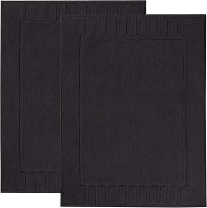Superior 100% Cotton Bathmat Set, Bath Mats, Bathroom Decor, Shower, Bathtub Essentials, Home Accessories, Washable Rug, No Backing, Heavyweight, Leo Collection, Set of 2, 22" x 35", Black