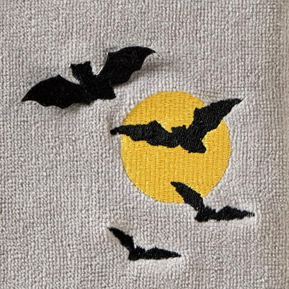 SKL Home Halloween Full Moon Flight Hand Towel Set-2pc, 100% Cotton, Gray | Soft, embroidered velour with 3D applique. Great for the bathroom, kitchen or bar & holiday gifting.