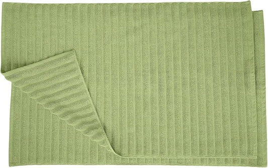 Superior Striped Bath Mat 2-Pack, 100% Combed Cotton, Luxury Spa Ribbed Texture, Durable and Washable Bathroom Mats - Terrace Green, 22" x 35" each