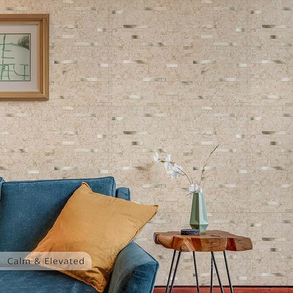 StyloVue 20 Sheets Peel and Stick Backsplash for Kitchen, 2026 Upgraded Classic Travertine Beige with Gold Metal Accents, Stick on Tile for Kitchen Backsplash, RV, Fireplace