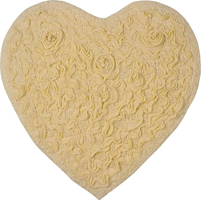 Home Weavers Bell Flower Collection 100% Cotton Tufted Bath Rugs, Extra Soft and Absorbent Bath Rugs, Non-Slip Bath Mats, Machine Washable, Bath Mats for Bathroom Floor and Tub, 25"x25" Heart, Yellow