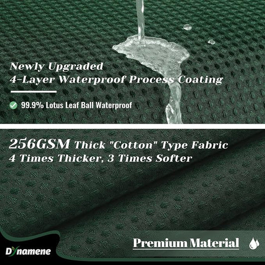 Waffle Shower Curtain 256 GSM Heavy Duty Fabric 72"x72" Dark Green | Thick Textured Cloth, Weighted Hem, Water Repellent Washable, Hotel Luxury Polyester Shower Curtain Set for Bathroom 12 Hooks