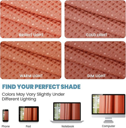 SORTTO No Hook Shower Curtain with Snap in Liner Set Waffle Shower Curtain for Bathroom Hotel Style Fabric Waterproof Inner Liner，71" W x 74" H, Burnt Orange