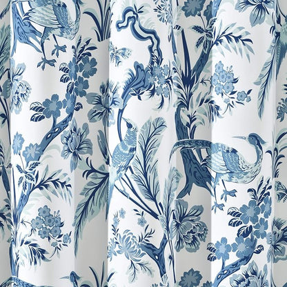 Lush Decor Dolores Shower Curtain 72" W x 72" L Blue - Floral Shower Curtains for Bathroom - Fabric Bathroom Curtain - Maximalist Decor