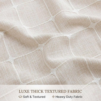 RiverDream Farmhouse No Hooks Shower Curtain with Snap-in Liner,Linen,71x74 | Snap on Fabric Liner,Heavy Duty,Quick Dry,With Bottom Magnets,Washable,with Tassels, Rustic Boho Farmhouse,Standard Size