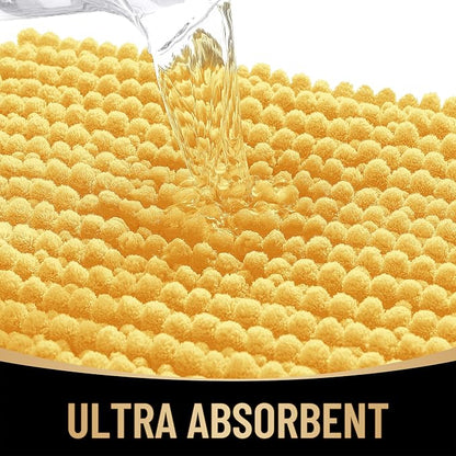 OLANLY Thick Chenille Bathroom Rugs 30x20, Soft Absorbent Bath Mat, Yellow | Bath Rugs, Rubber Backing, Machine Wash Dry, Bath Mats for Bathroom Floor, Tub and Shower, Home Decor Accessories