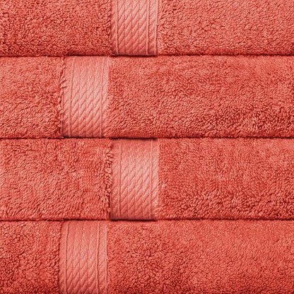 SUPERIOR Egyptian Cotton Plush & Absorbent, Hand Towel Set of 4, Coral | Quick Dry, Soft Luxury Towel Set, Bath Essentials for Bathroom, Guest Bath, Spa, 4 Piece Set, Madeline Towels