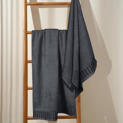 Cotton 2 Pack Oversized Bath Towel Set 28x55 inches, Large Bath Towels, Ultra Absorbant Compact Quickdry & Lightweight Towel, Ideal for Gym Travel Camp Pool - Charcoal Grey
