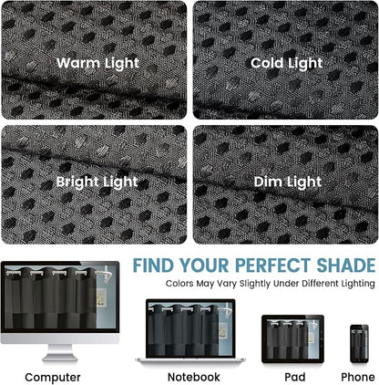 EUTXL Heavyweight No Hook Shower Curtain with Liner, Black, 54x80 | Snap in Liner, Thick Waffle Fabric, Hotel Quality, Corner Magnets, Waterproof & Washable