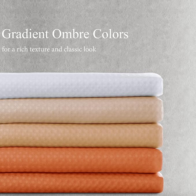 Shower Curtain 72 inches Long 6FT for Bathroom 1 Panel Orange | Ombre Waffle, Shower Curtains with Hook, Water Repellent, Boho Farmhouse, Simple Modern Bath Decor, 72x72