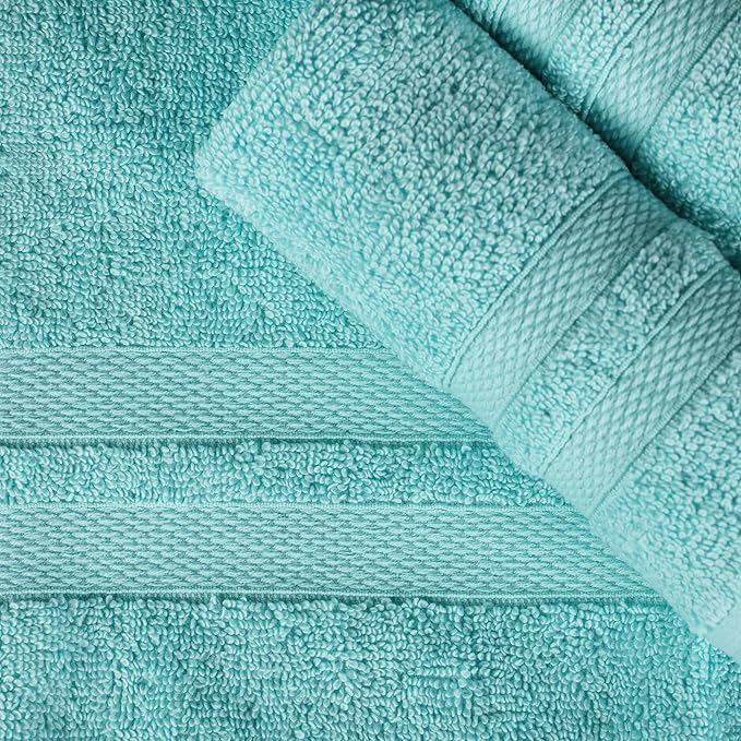 Superior Ultra-Soft 3-Piece Cotton Bath Sheet Set, Perfect for Bathroom Decor, Shower, Spa, Gym, Guest Room, Home Essentials, Daily Use, Soft, Absorbent, Oversized Body Towels - Cyan