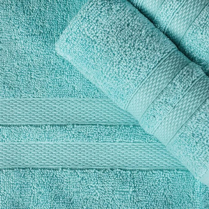 Superior Ultra-Soft 8-Piece Cotton Towel Set, Includes 2 Bath Towels, 2 Hand Towels, and 4 Washcloths, Daily Use Towels for Home, Bathroom, Guest Bath Room, Essential Quick Dry - Cyan