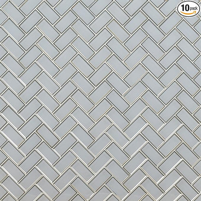 MSI Ice Bevel Herringbone 11 in. x 14 in. Glossy Glass Tile for Kitchen Backsplash, Wall for Bathroom, Accent, and Shower Wall Tile Mesh-Mounted Mosaic