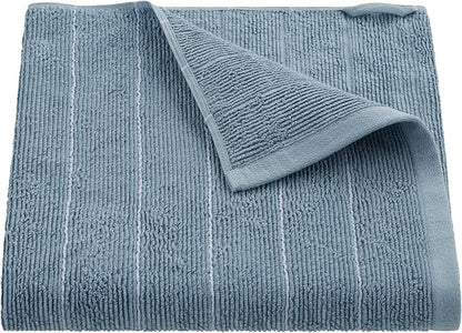 Martex Restore Slub Stripe Bath Towel – Soft, Absorbent, Moisture-Wicking and Quick to Dry – Lightweight for Everyday Use – Comfortable Feel with Convenient Loop for Hanging – 30" x 56" – Blue