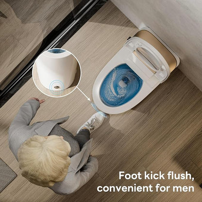CD-W10V Non-Electric Bidet Toilet, Elongated, Glod | MAP 1000g Powerful Flush Smart Toilet, ADA comfort height, air pressure assisted,soft open/close,Foot-kick Flush,1.0 GPF