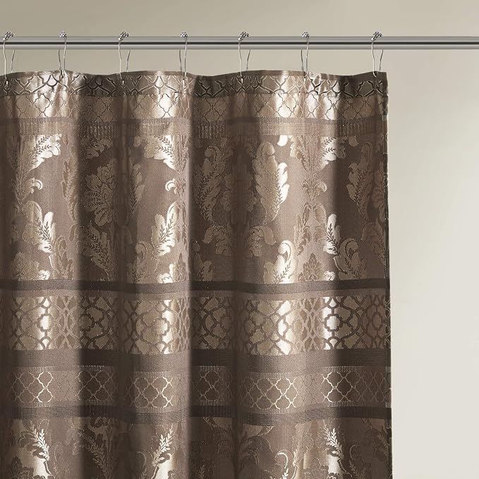 Madison Park Bellagio Taupe Shower Curtain, Transitional Shower Curtains for Bathroom, 72 X 72, Beige (Pack of 4)