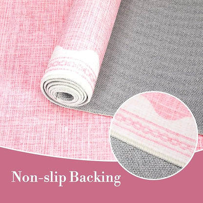 Garvee Entryway Rug 3x5 Washable Bordered Modern Rug Foldable Low Pile Pink | Stain-Resistant Carpet Ultra Soft Non Slip Lightweight Rugs Indoor Non-Shedding Mat for Kitchen Bedroom Nursery Entrance