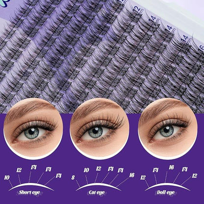 B&Q Natural Lash Clusters 02 - Cluster Eyelash Extensions, Pestañas Postizas Naturales Style Eyelashes Comfort Fit - Day-to-Night Natural Effect - Office & Date Ready For Effortless Beauty(8-16mix)