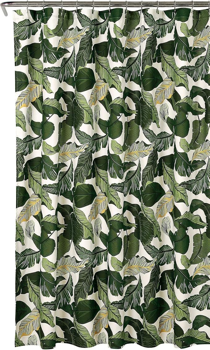 Lush Decor Tropical Paradise Shower Curtain Single 72" W x 72" L Green - Tropical Shower Curtains for Bathroom - Bathroom Curtain - Coastal Decor