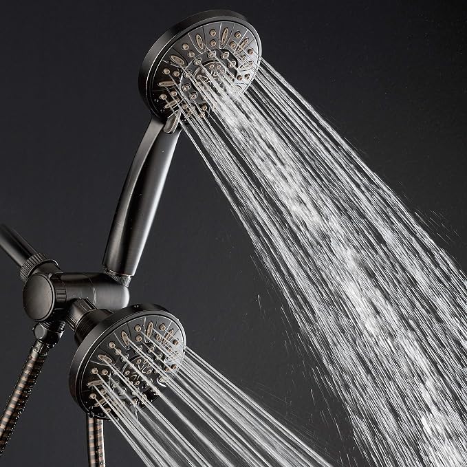 AquaDance Oil Rubbed Bronze Premium High Pressure 48 3-Way Combo for The Best of Both Worlds – Enjoy Luxurious Rain Head and 6-Setting Hand Held Shower Separately or Together | Enjoy Two 6-Setting Rain & Hand Showerheads Separately or Together for the ...
