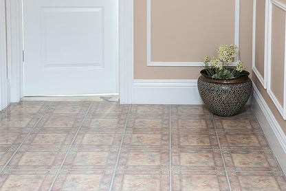 Nexus Self Adhesive 12-Inch Vinyl Floor Tiles, 20 Tiles - 12" x 12", Spanish Rose Pattern - Peel & Stick, DIY Flooring for Kitchen, Dining Room, Bedrooms & Bathrooms by Achim Home Decor