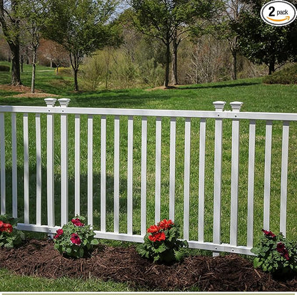 Zippity Baskenridge Picket Fence Panels, White Vinyl DIY No Dig Kit | 3ftH x 3.5ftW, 2 Panels, Garden Border Yard Fencing, ZP19037