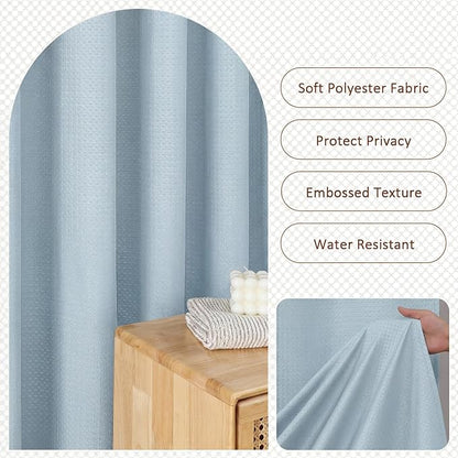 Stall Shower Curtain 36 x 72 Inch, Textured Soft Fabric Waffle Narrow Size Modern Shower Small Curtain for Bathroom Hotel, Machine Washable, Water Resistant, Glacier Blue, 36Wx72L Inches