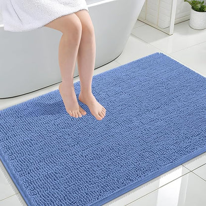 OLANLY Large Bathroom Rugs 47x32, Extra Soft Absorbent Chenille Bath Rugs | Cornflower Blue, Quick-Drying Rubber Backing, Washable Bath Mat for Bathroom Floor, Tub and Shower, Home Decor Accessories