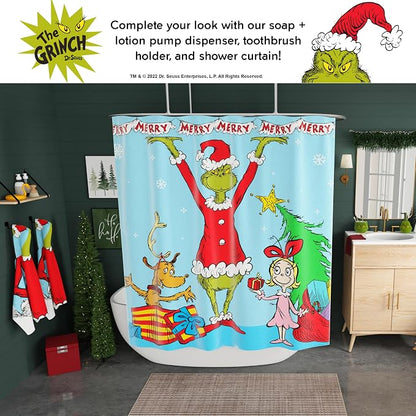 Grinch by Dr. Seuss Christmas Non Slip Plush Poly Knit Bathroom Mat Rug, 20"x30", (Officially Licensed Product) By Franco