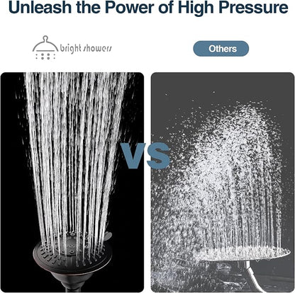 BRIGHT SHOWERS High Pressure Rain Showerhead 9 Spray Settings Shower Head, Angle Adjustable Bathroom Showerhead, 1-Min Installation, Oil Rubbed Bronze