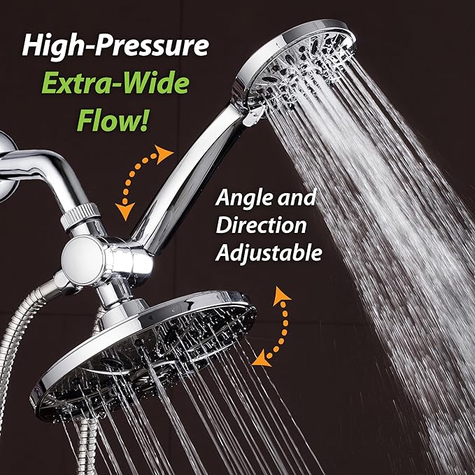 AquaDance 7" Premium High Pressure 3-way Rain & Handheld Shower Head Combo | Enjoy Luxury 7-inch Showerhead & 6-mode Hand Shower Separately or Together! Premium Stainless Steel Hose - Chrome