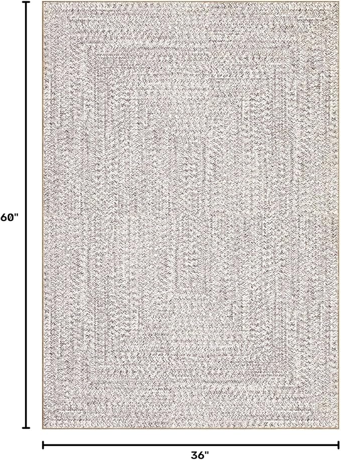 Printed Washable Rugs 3x5 Rug for Living Room Modern Small Office Rug Farmhouse Low Pile Non Slip Entryway Rug Soft Stain Resistant Carpet for Nursery Entrance Dining Room 3'x5' Beige/Grey
