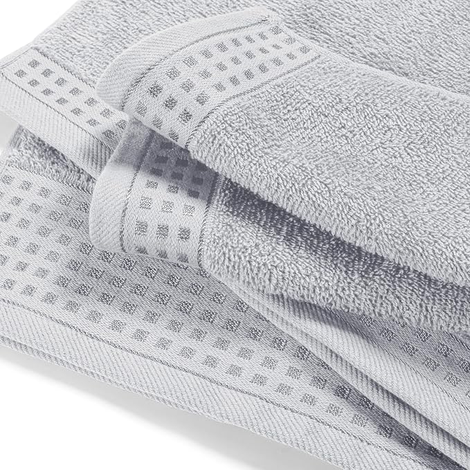 GLAMBURG 100% Cotton Oversized 2 Pack Bath Sheets 35x70, Ultra Soft Highly Absorbant Compact Quickdry & Lightweight Large Bath Sheet Set, Ideal for Gym Travel Camp Pool - Light Grey
