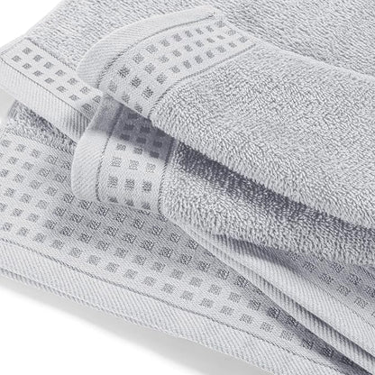 GLAMBURG 100% Cotton Oversized 2 Pack Bath Sheets 35x70, Ultra Soft Highly Absorbant Compact Quickdry & Lightweight Large Bath Sheet Set, Ideal for Gym Travel Camp Pool - Light Grey