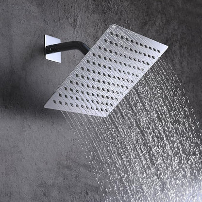 SUMERAIN Bathroom Shower System with Rain Shower and Hand Wand Chrome | 8" Stainless Steel Shower Head, Brass Rough-in Valve, Concealed Box Design, Easy to Maintain and Install