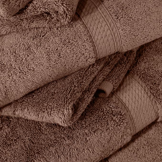 Superior Egyptian Cotton Plush & Absorbent, Bath Towel Set of 4, Chocolate | Quick Dry, Soft Luxury Towel Set, Bath Essentials for Bathroom, Guest Bath, Spa, 4 Piece Bath, Madeline Towels