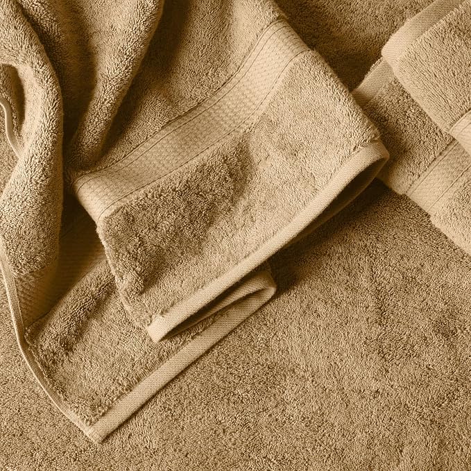 Superior Egyptian Cotton Plush & Absorbent, Bath Towel Set of 4, Toast | Quick Dry, Soft Luxury Towel Set, Bath Essentials for Bathroom, Guest Bath, Spa, 4 Piece Bath, Madeline Towels