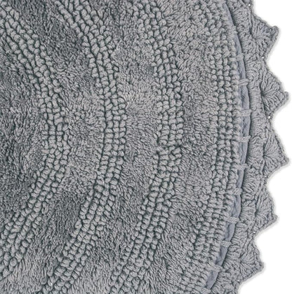 DII Crochet Collection Reversible Bath Mat, Round, 27.5" Diameter, Gray