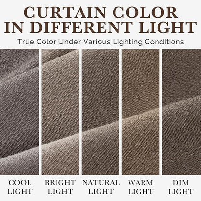Seasonwood Taupe Linen Shower Curtain Farmhouse Bathroom Decor 72x72 Inches | Boho Bathroom Decor,12 Sturdy Stainless Steel Sliding Hangers,Rustic Country Style,Linen Shower Curtains for Bathroom