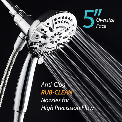 AquaDance New Magnetic Docking 8-setting High Pressure Handheld Shower Head | Space-age Magnetic Guidance Bracket System, Giant 5-inch Face, Extra-long 72-inch Stainless Steel Hose - All Chrome Finish
