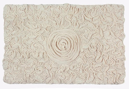 Home Weavers Bell Flower Collection 100% Cotton Tufted Bath Rugs, Extra Soft and Absorbent Bath Rugs, Non-Slip Bath Mats, Machine Washable, Bath Mats for Bathroom Floor, 17"x24" Rectangle, Ivory